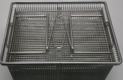 Kleinteilekorb VA 85300 ohne Deckel, 408 x 308 x 200 mm, MW 6 mm Kleinteilekorb aus Edelstahl ohne Deckel, 408 x 308 x 200 mm, Maschenweite 6 mm
