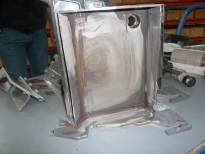 Heavily painted tub element before cleaning and paint stripping