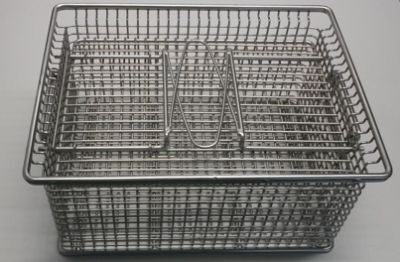 Stainless steel small parts basket without lid, 408 x 308 x 200 mm, mesh size 12 mm