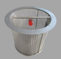 Stainless steel filter basket Ø 200 x 150 mm with mesh size 350 µm, accessories for industrial parts cleaning