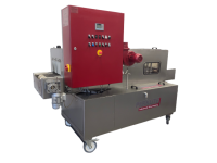Clean-o-mat TW 104 measuring system from PERKUTE, used continuous cleaning system with red control panel for industrial parts cleaning
