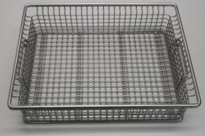 Kleinteilekorb VA 85304, 408 x 308 x 108 mm, MW 12 mm Flacher Kleinteilekorb aus Edelstahl, 408 x 308 x 108 mm, Maschenweite 12 mm