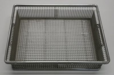 Kleinteilekorb VA 85302, 408 x 308 x 108 mm, MW 6 mm Flacher Kleinteilekorb aus Edelstahl, 408 x 308 x 108 mm, Maschenweite 6 mm